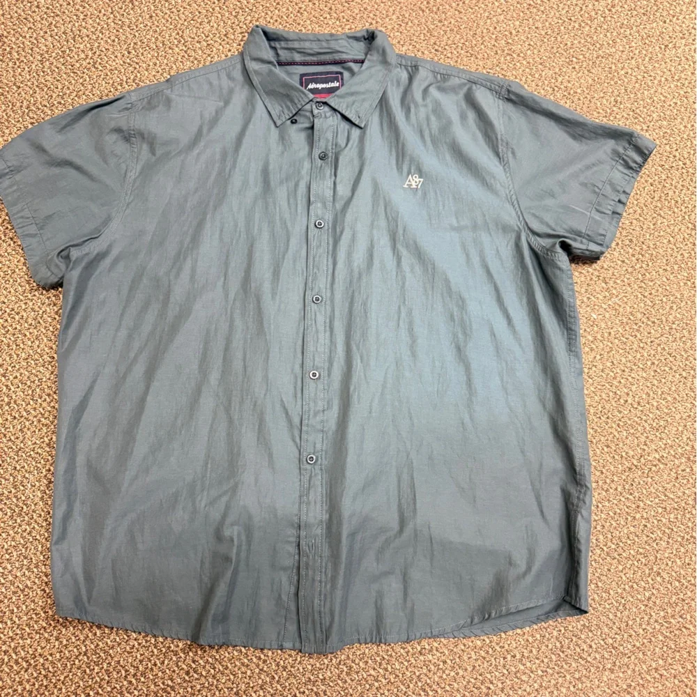 Aeropostale Men's Dark Sage Green‎ Button Down Shirt